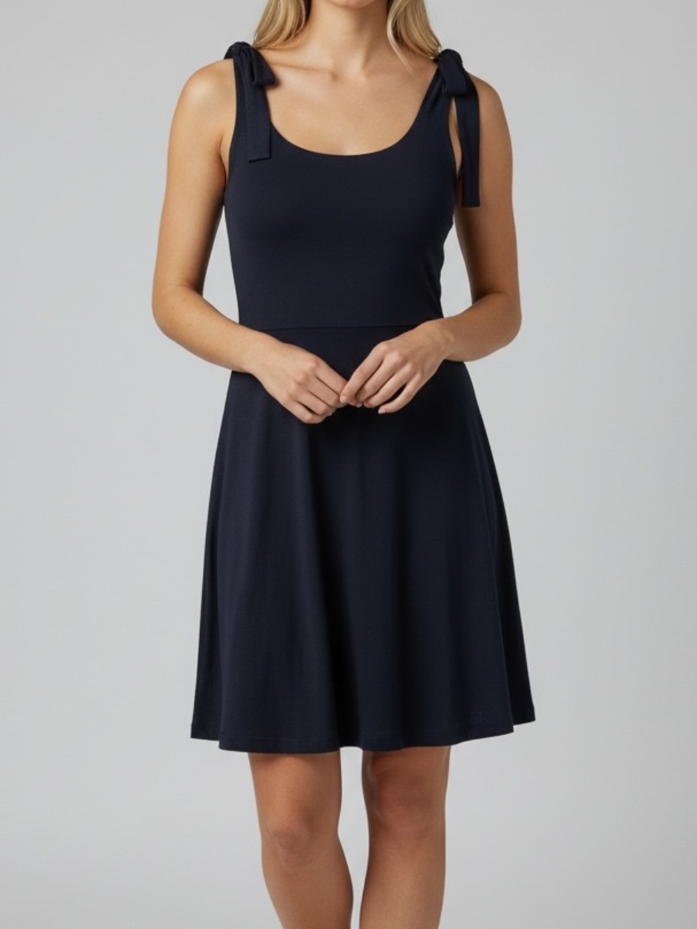 Commense tie shoulder black mini dress extra small